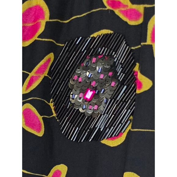 Diane von Furstenberg Silk Beaded Midi Dress – Size 8 – Black Multicolor - Picture 6 of 11